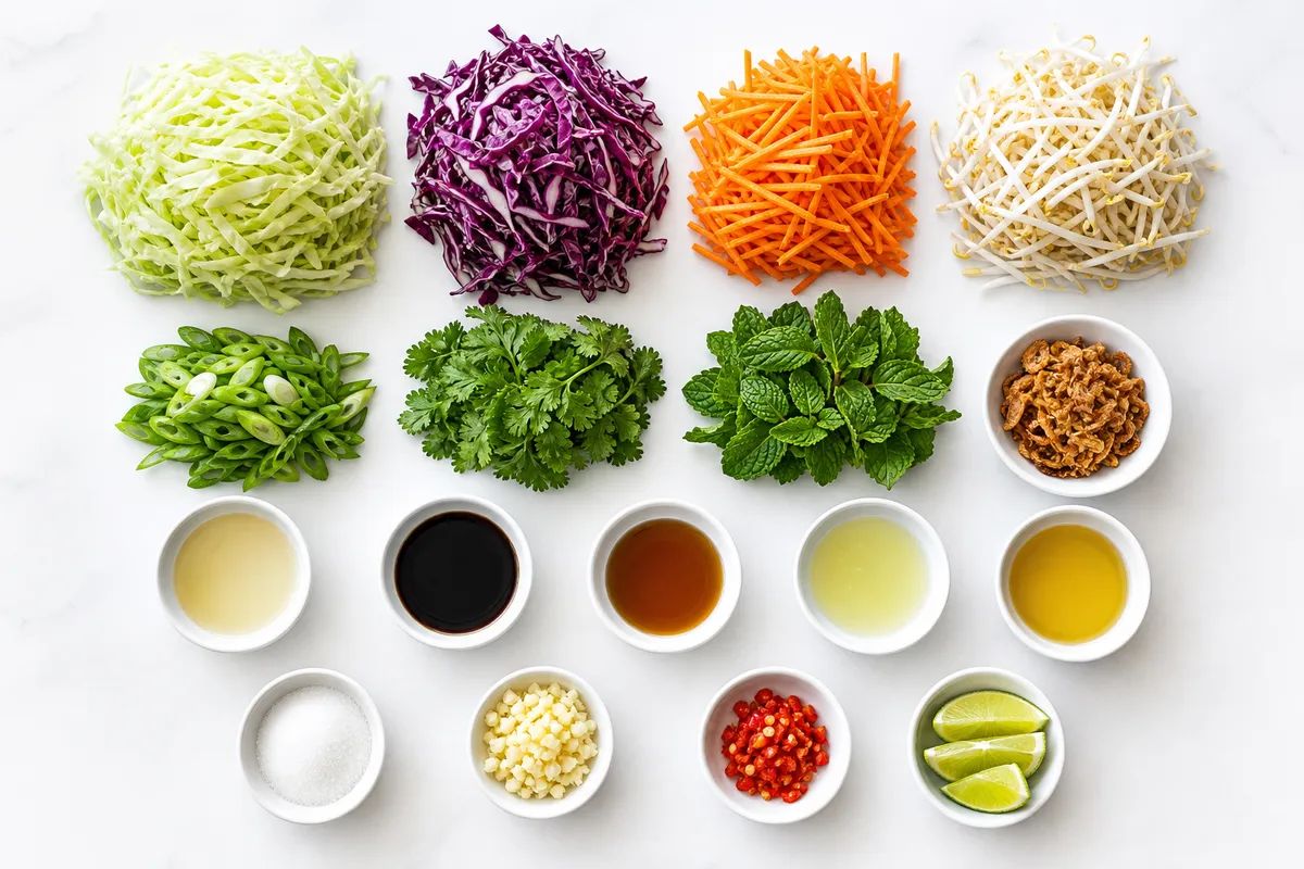 Ingredienser till Asiatisk Coleslaw - Krispig Kålsallad med Thailändska Smaker