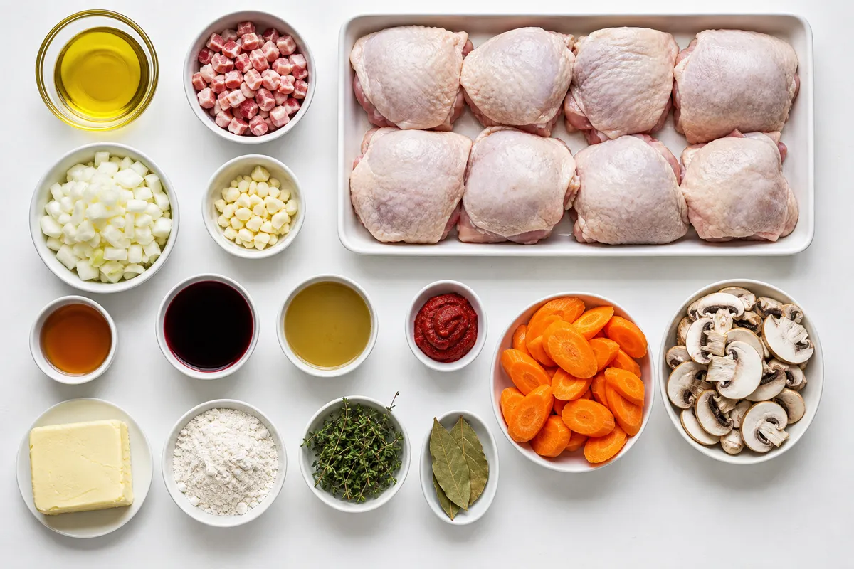 Ingredienser till Coq au vin