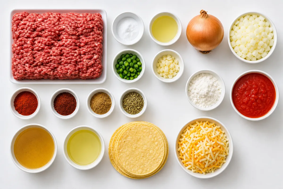 Ingredienser till Enchiladas med nötfärs