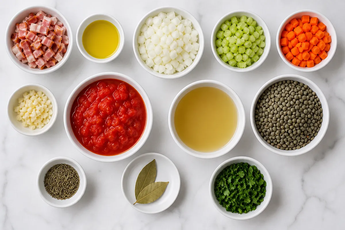 Ingredienser till Fransk linssoppa