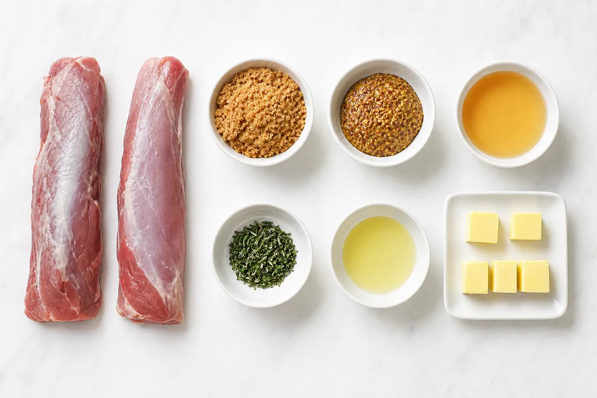 Ingredienser till Glaserad fläskfilé med senap och sherry