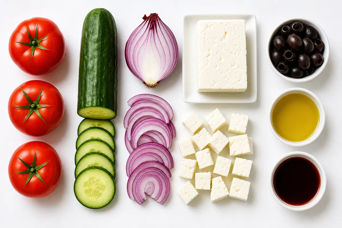 Ingredienser till Grekisk Sallad