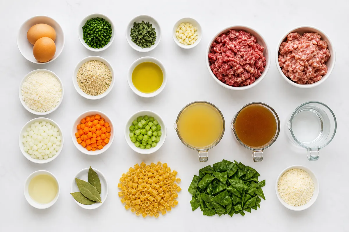 Ingredienser till Italiensk bröllopssoppa