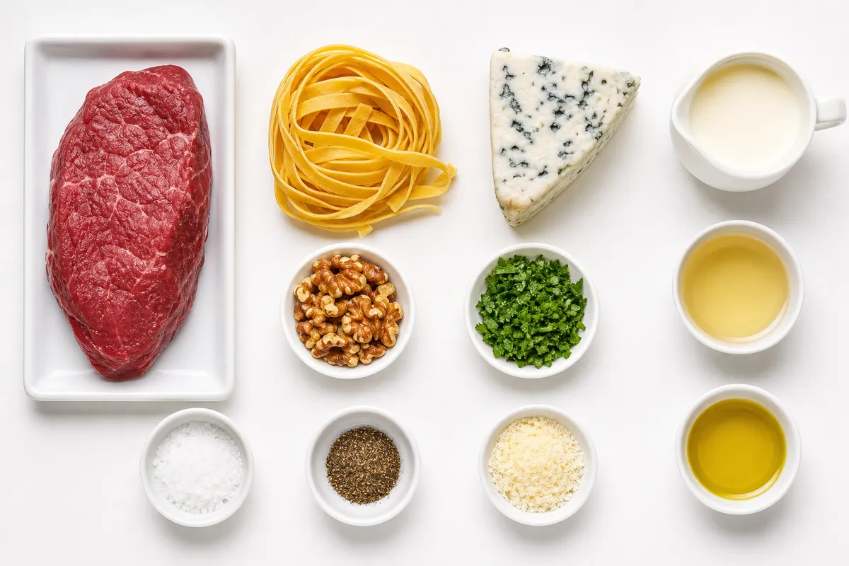 Ingredienser till Krämig Gorgonzola Pasta med Oxfile