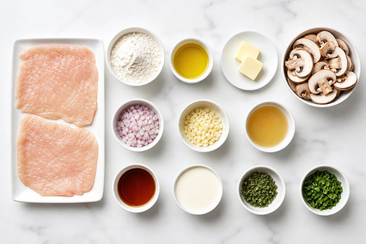 Ingredienser till Kyckling marsala med svampsås