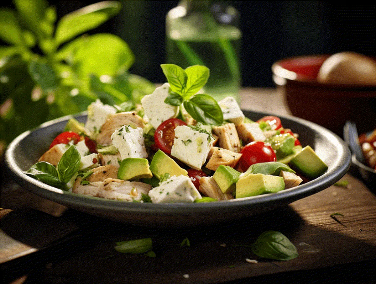Kyckling sallad med fetaost och avokado