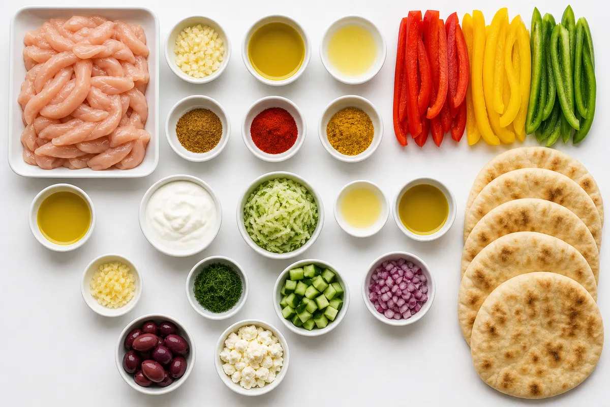 Ingredienser till Kycklingpitor med tzatziki från plåten