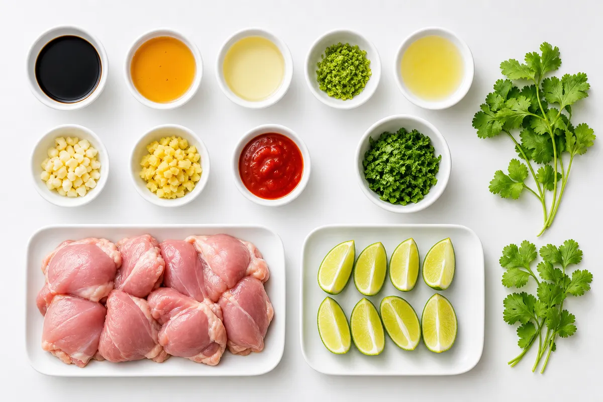 Ingredienser till Kycklingspett med honung, lime och sriracha