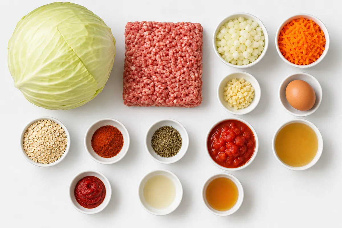 Ingredienser till Lätta Kålrouletter med Kalkonfärs