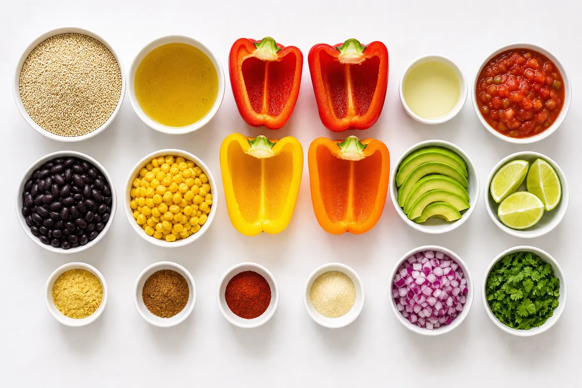 Ingredienser till Mexikanska fyllda paprikor med quinoa