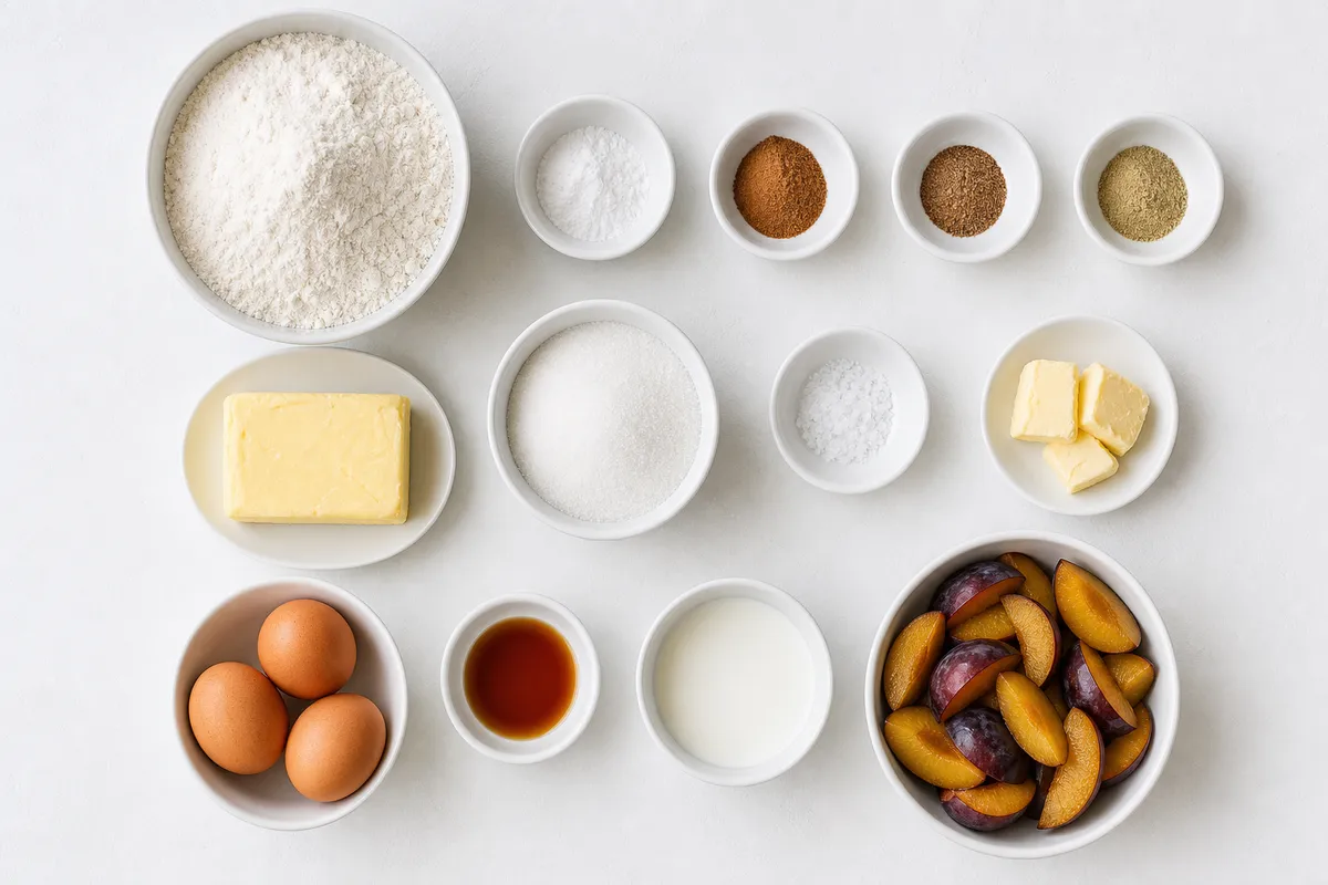 Ingredienser till Sensommarens plommonkaka
