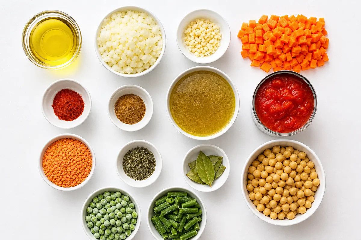 Ingredienser till Rökig soppa med kikärtor och röda linser