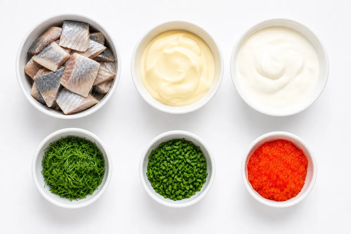 Ingredienser till Skärgårdssill med stenbitsrom och dill