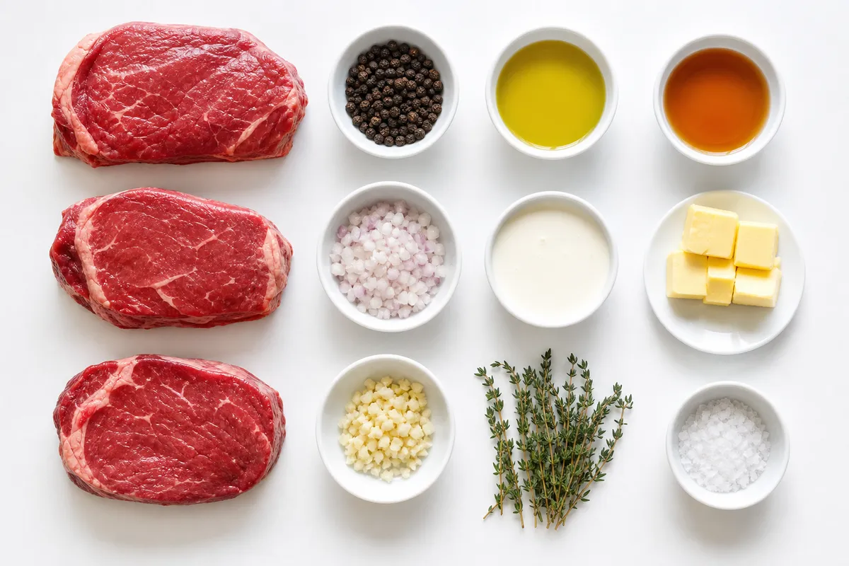 Ingredienser till Steak au Poivre