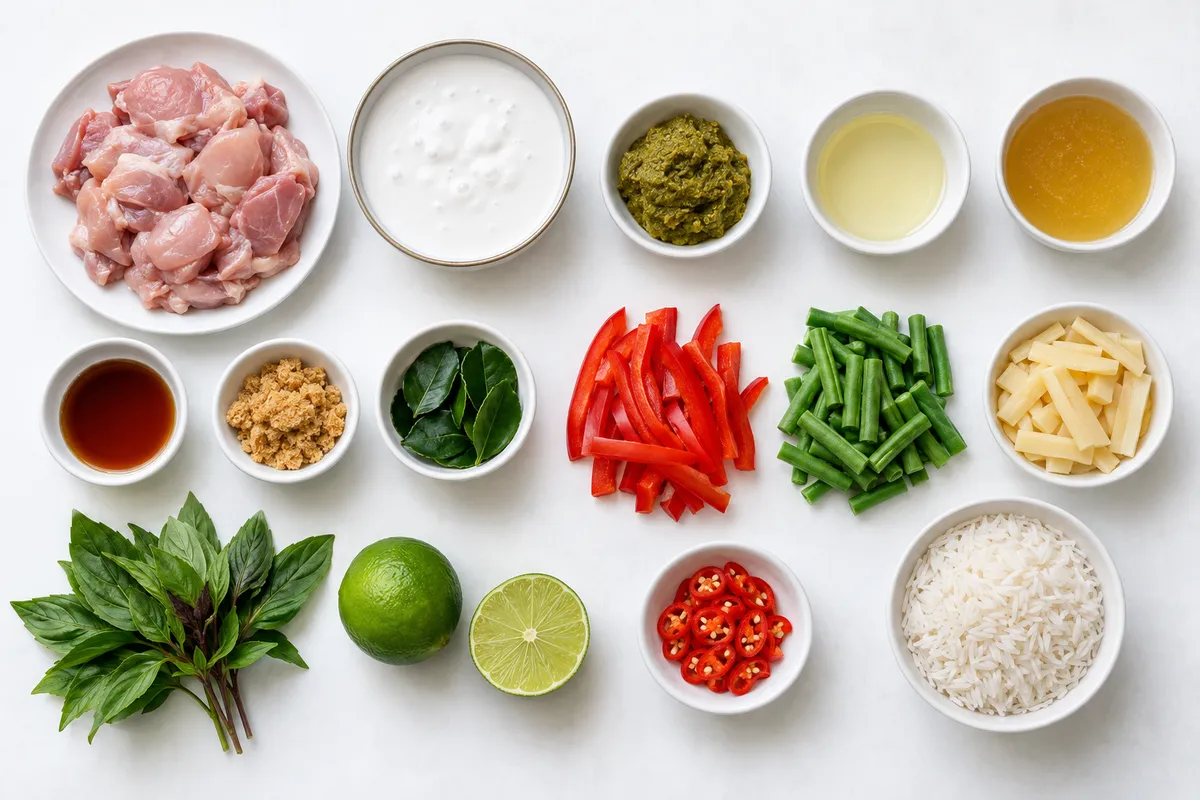 Ingredienser till Thailändsk grön curry med kyckling