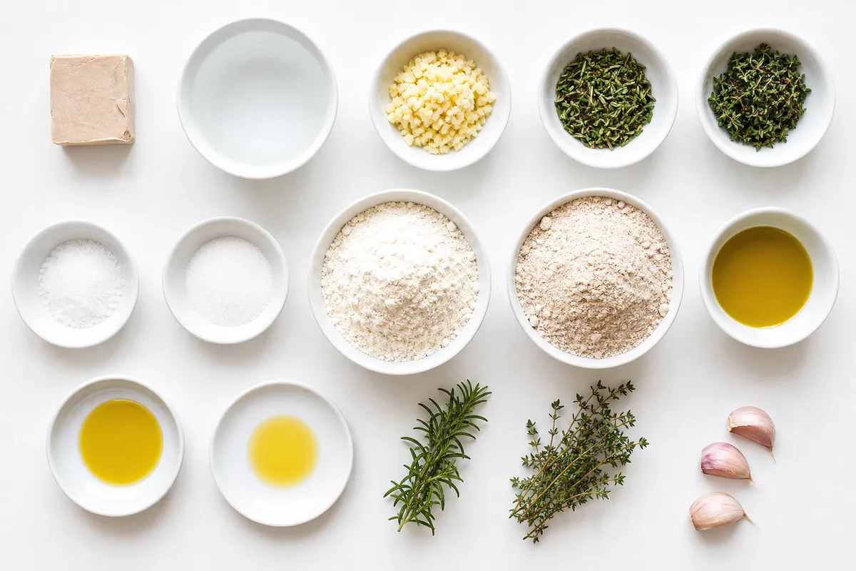 Ingredienser till Vitlöks- och örtbröd
