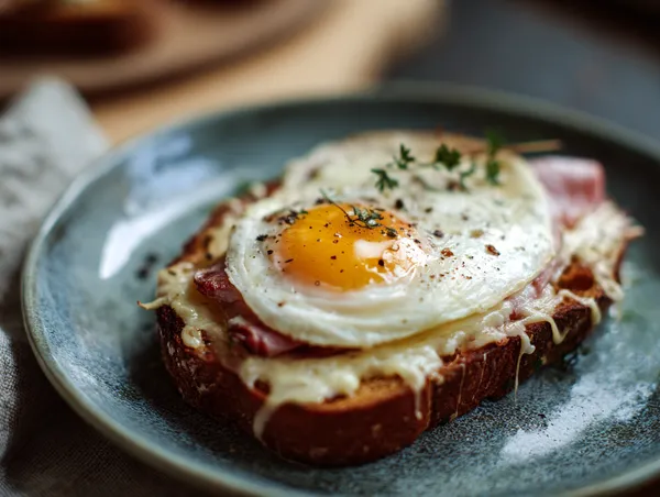 Croque Madame - Fransk Skinksmörgås med Bechamelsås och Stekt Ägg