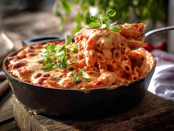 Krämig kycklingpasta i ugn (utan grädde)