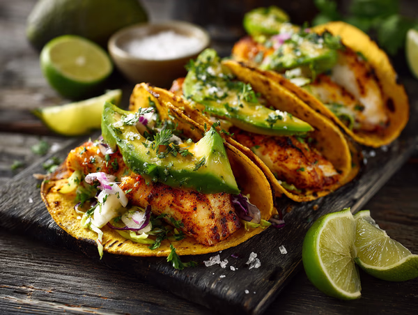 Krispiga Fisktacos med Kålsallad och Lime