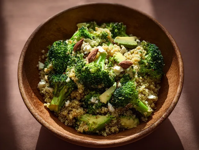 Dubbel Broccoli Quinoa med Broccoli-Pesto och Chiliolja