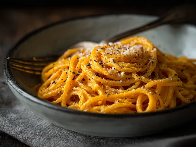 Glutenfri Sötpotatispasta med Cacio e Pepe