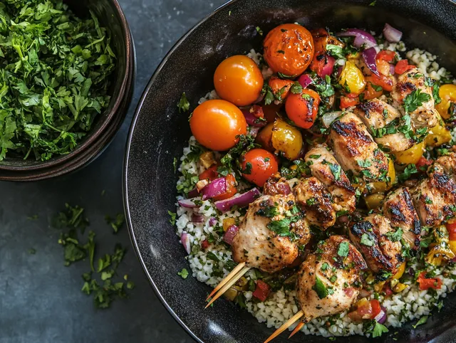 Grillade kycklingspett i Mellanöstern-stil