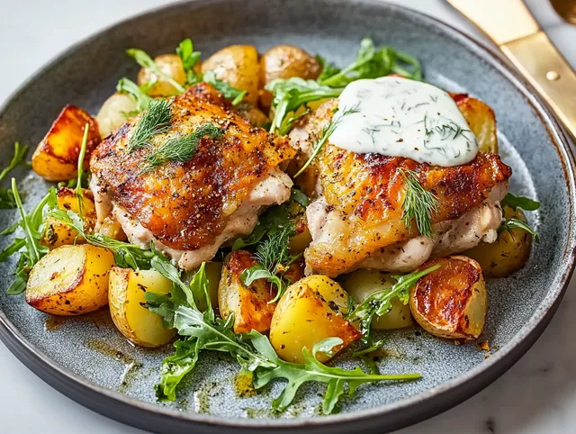 Harissa-marinerad Kyckling i Ugn med Vitlöksyoghurt