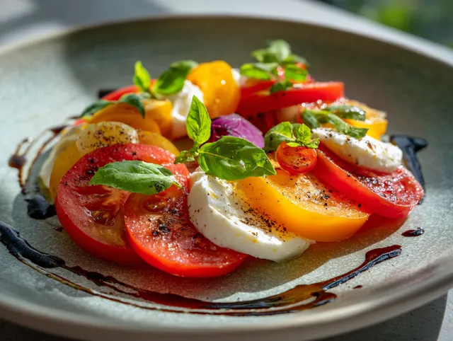Klassisk Caprese-sallad med Mozzarella och Basilika