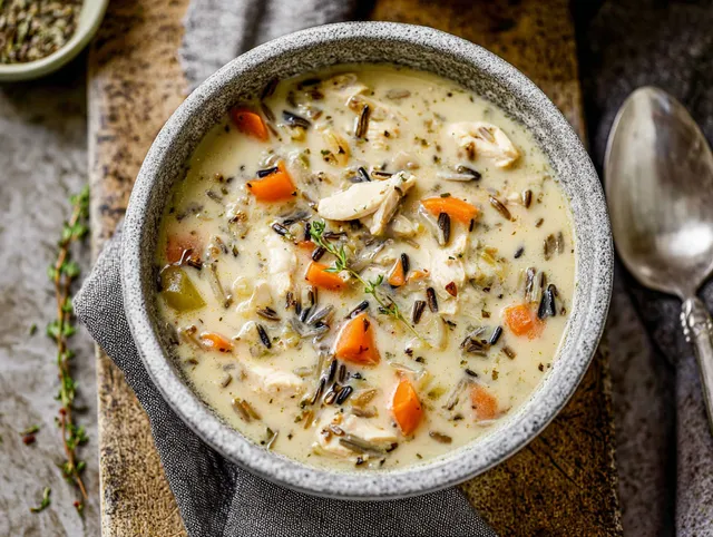Krämig Kyckling- och Vildrisssoppa