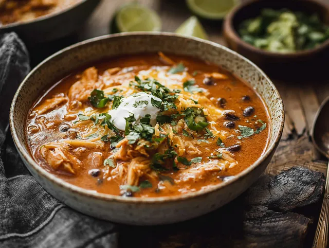 Krämig Kycklingenchilada-soppa i Instant Pot