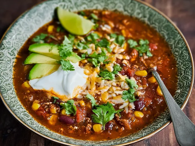 Kryddig Taco-soppa i Instant Pot med Quinoa och Bönor