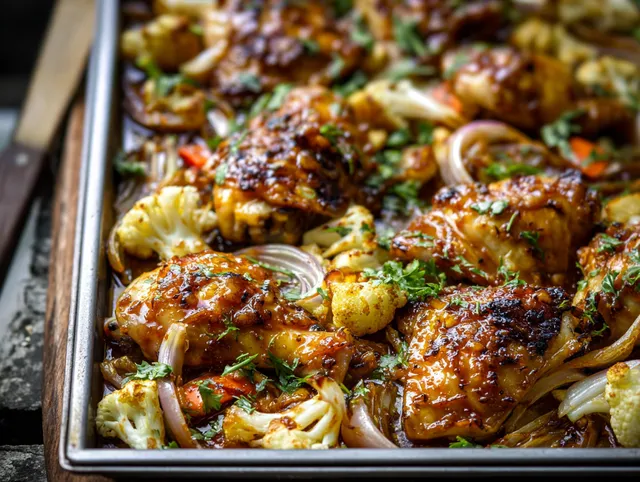 Mangochutney-marinerad Kyckling i Ugn med Blomkål