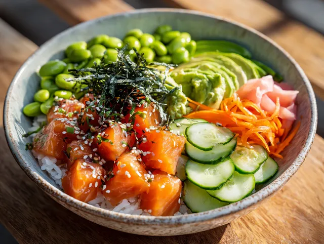 Poke Bowl med Lax och Avokado