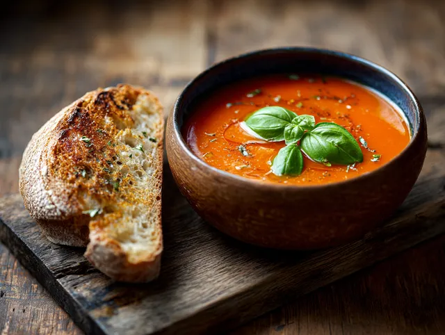 Rostade Tomater och Basilikasoppa