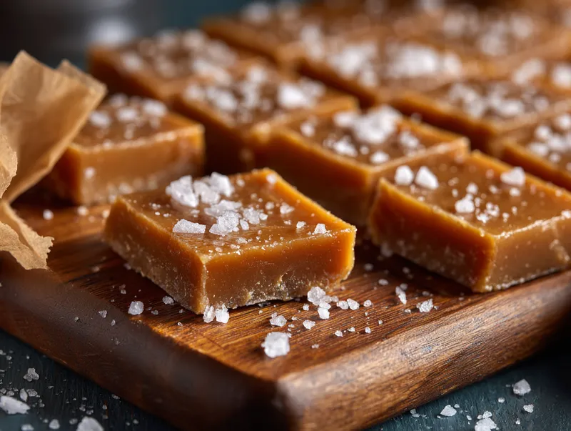 Brynt smörkola med havssalt