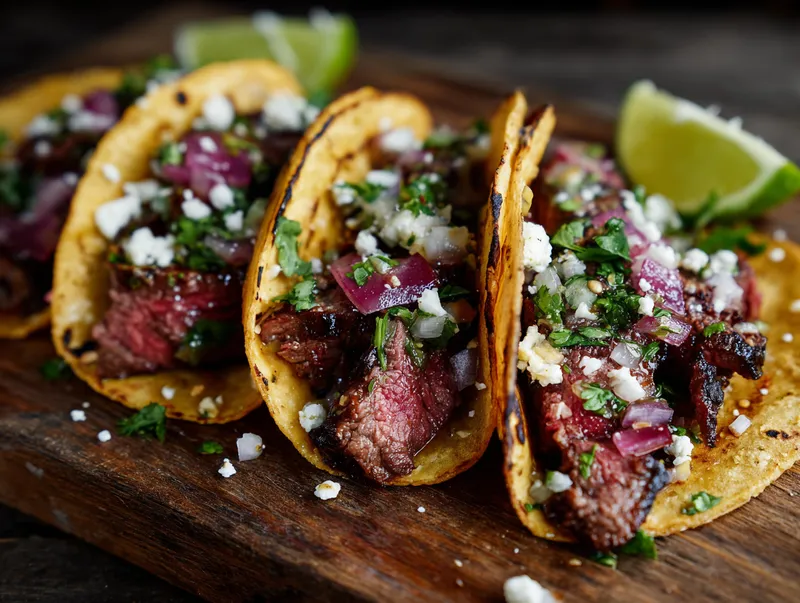 Carne Asada Tacos - Mexikanska Grillade Biff-tacos med Avokado