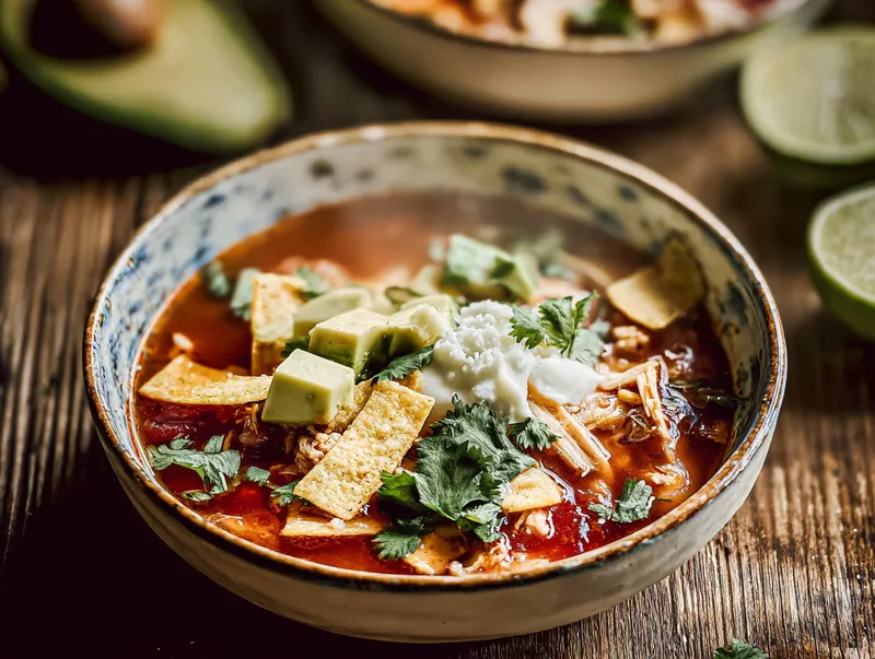 Enkel Mexikansk Kycklingtortillasoppa