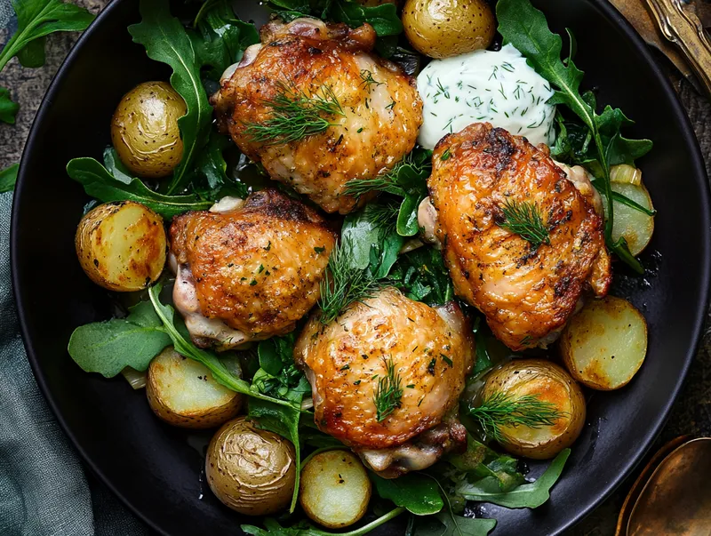 Harissa-marinerad Kyckling i Ugn med Vitlöksyoghurt