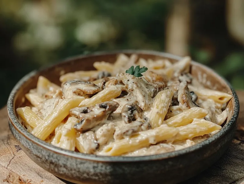 Pasta med kyckling och svamp