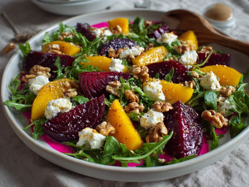 Rostad rödbetssallad med mango och getost