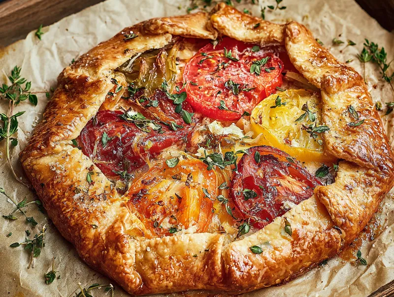 Tomatgalette med purjolök och ost