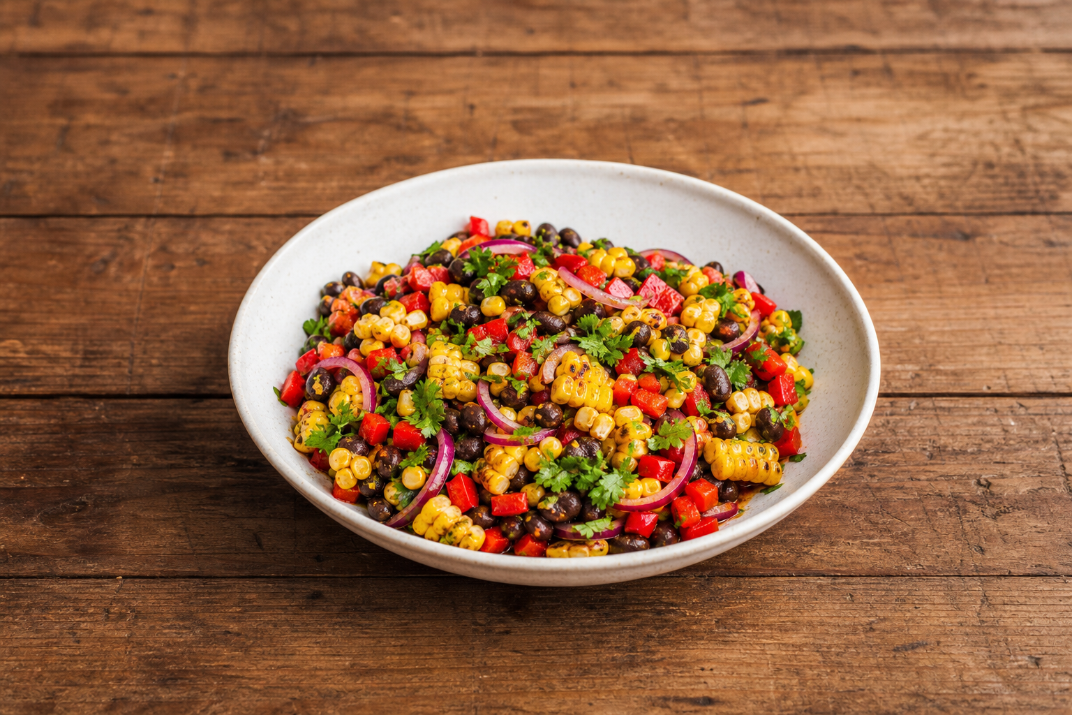 Sallad med svarta bönor, majs och chipotle-honungsvinägrett