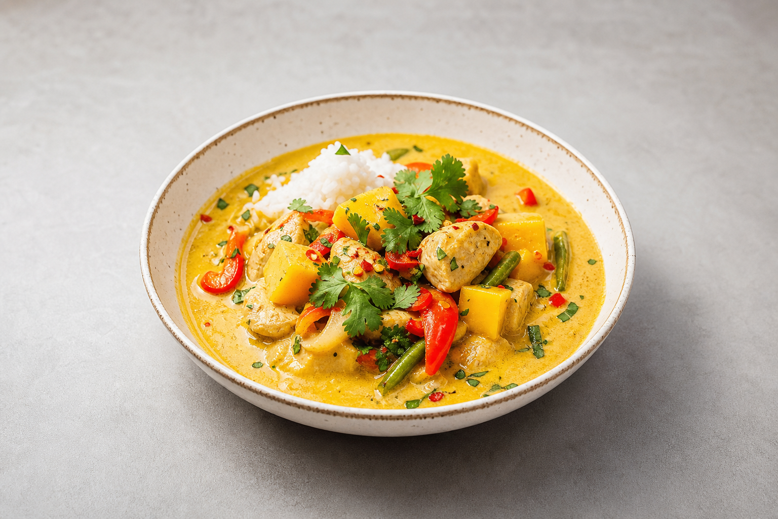 Thailändsk gul curry med mango